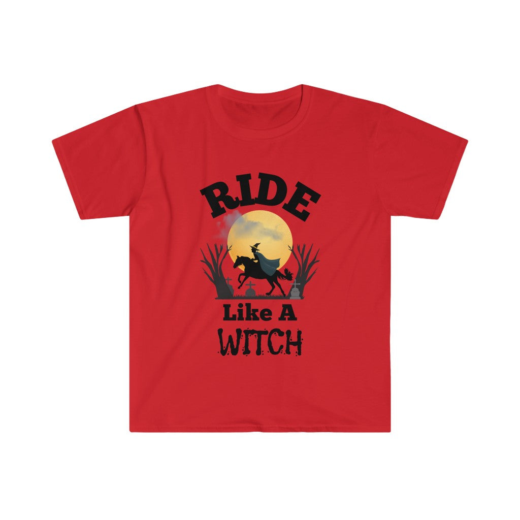 Halloween Horse Unisex T-Shirt - Ride Like a Witch - Funny Tee for Horse Lovers