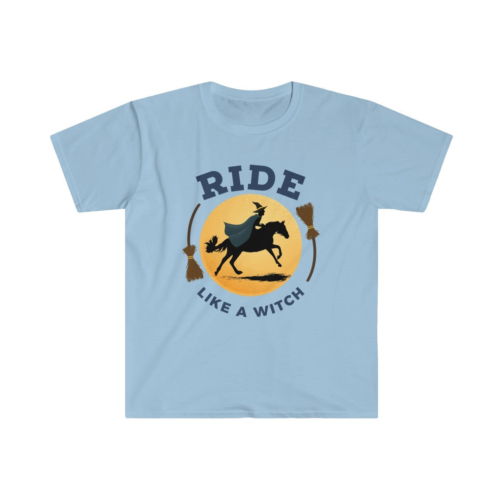 Halloween Witch Riding Horse T-Shirt - Spooky Horse Halloween Unisex Tee Shirt for Horse Lovers