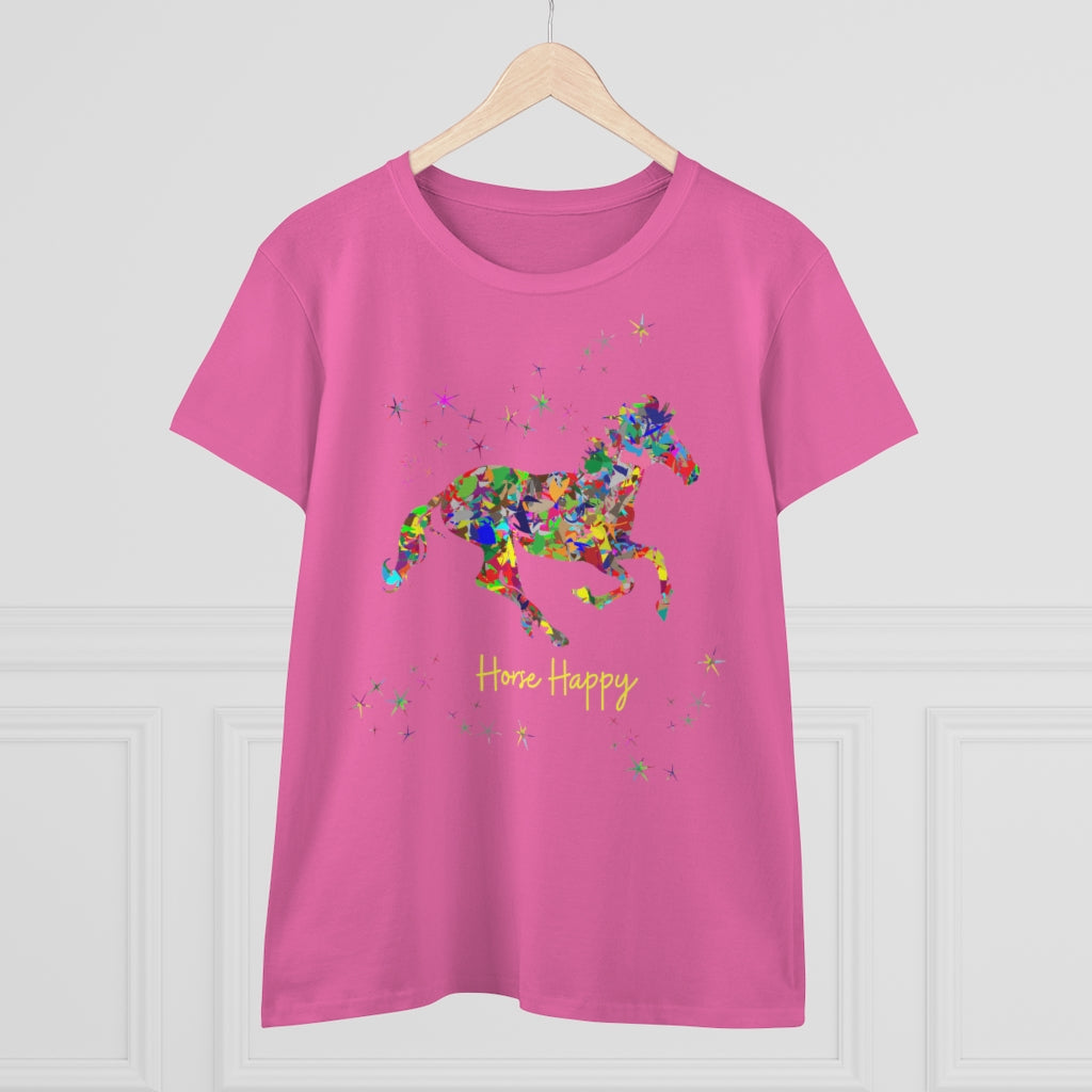 Colorful Horse Happy - Women's Cotton Tee
