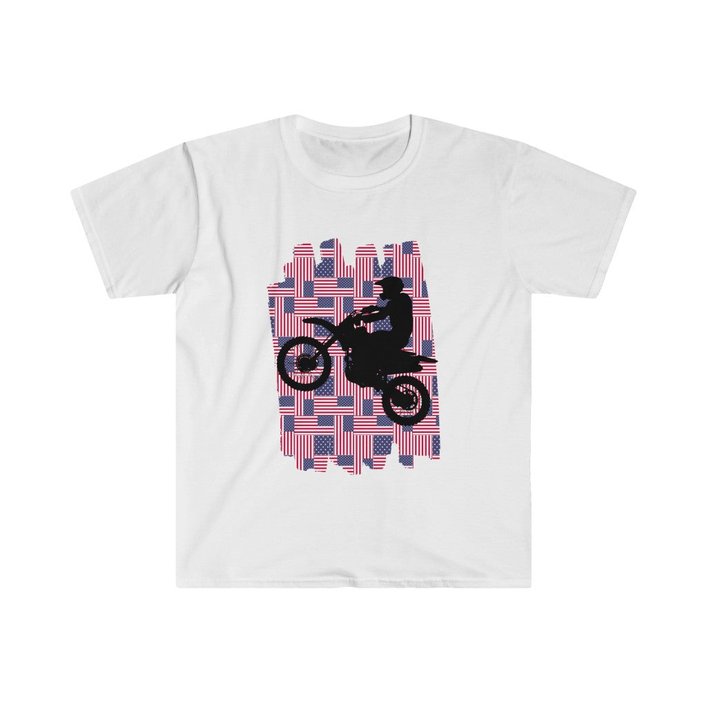 Love American Flag and Motorcycles - Unisex Softstyle T-Shirt