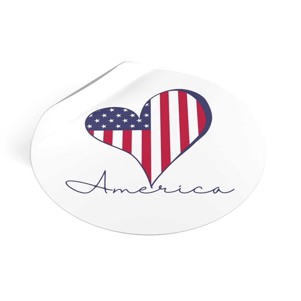 Heart Filled with Love For America-Round Vinyl All Weather Stickers