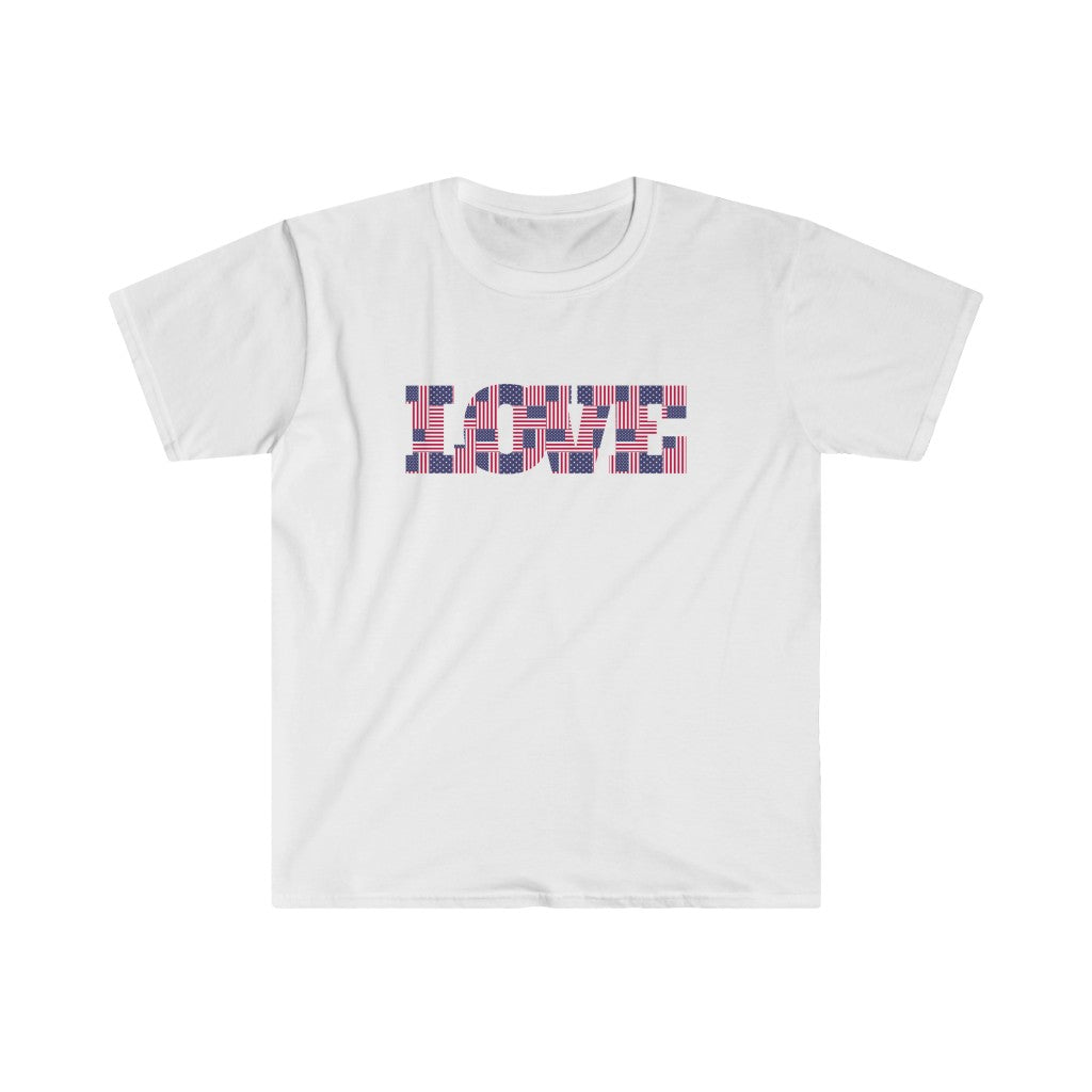 Love America - American Flag Pattern - Unisex Softstyle T-Shirt