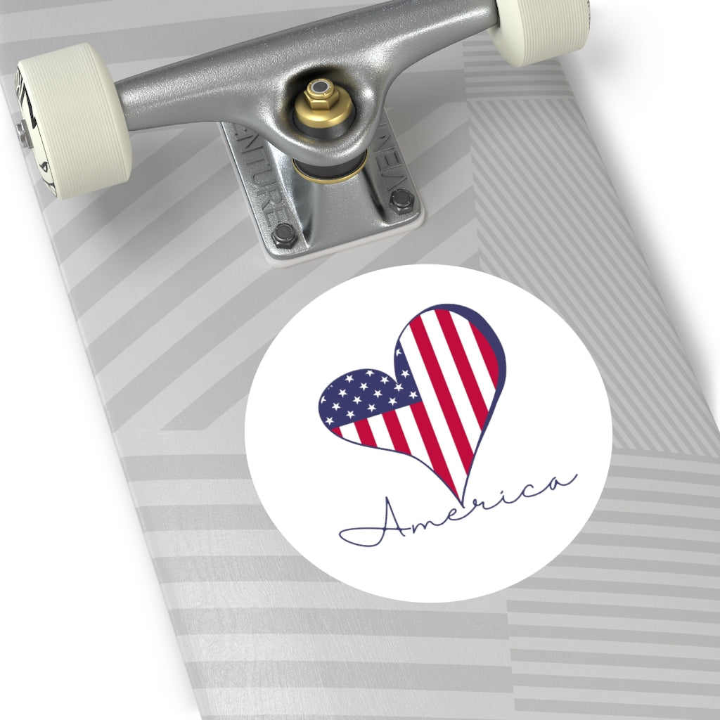 Heart Filled with Love For America-Round Vinyl All Weather Stickers