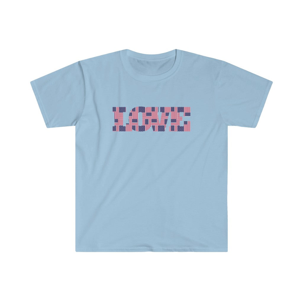 Love America - American Flag Pattern - Unisex Softstyle T-Shirt