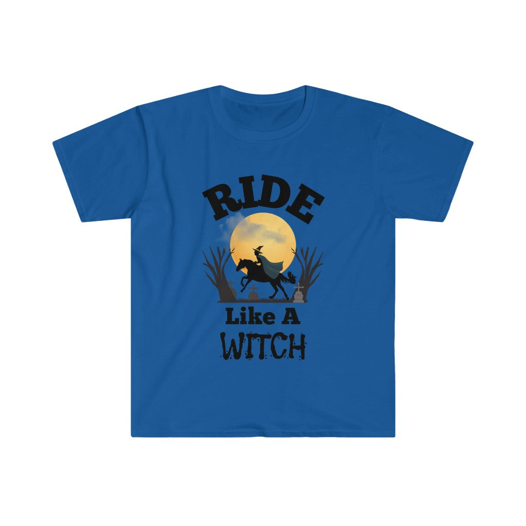 Halloween Horse Unisex T-Shirt - Ride Like a Witch - Funny Tee for Horse Lovers