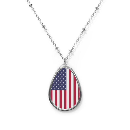 American Flag - Oval Necklace