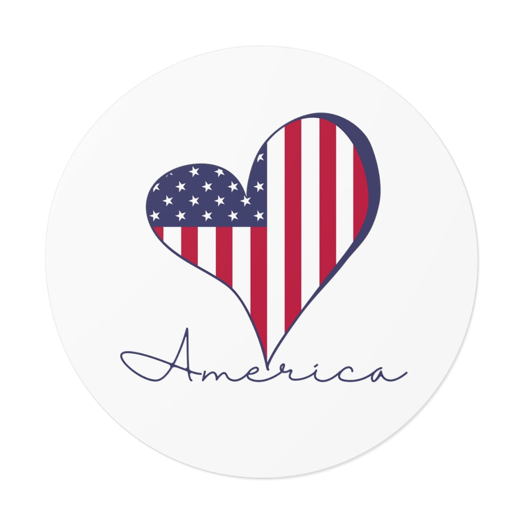 Heart Filled with Love For America-Round Vinyl All Weather Stickers