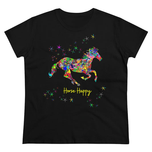 Colorful Horse Happy - Women's Cotton Tee