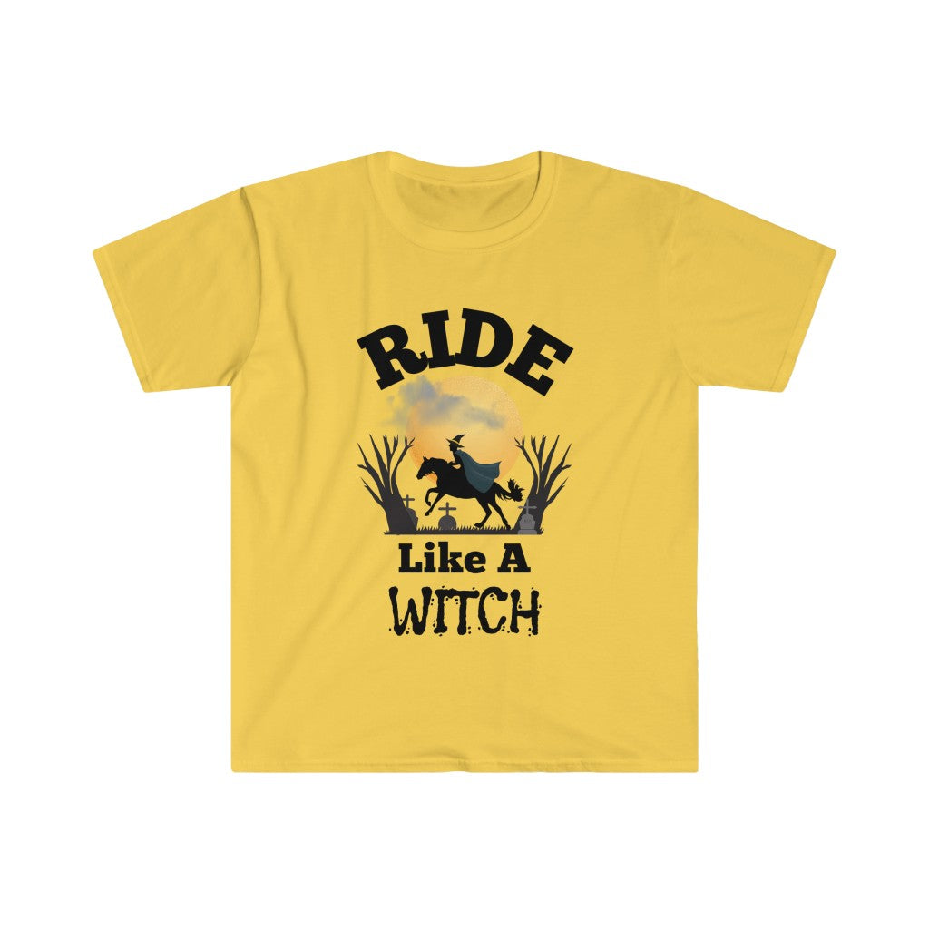 Halloween Horse Unisex T-Shirt - Ride Like a Witch - Funny Tee for Horse Lovers