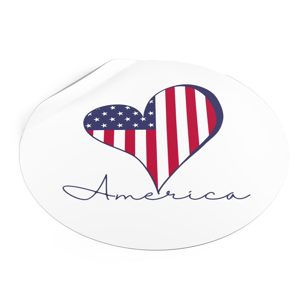 Heart Filled with Love For America-Round Vinyl All Weather Stickers