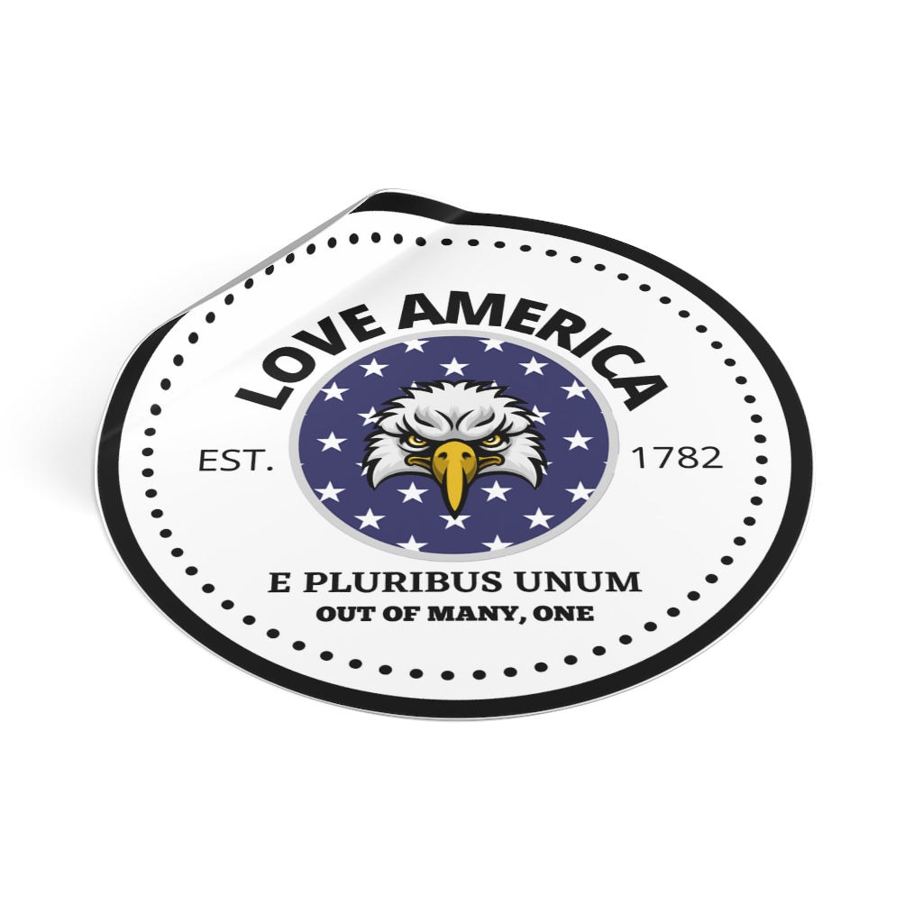 E Pluribus Unum - Love America - Round Vinyl All Weather Stickers