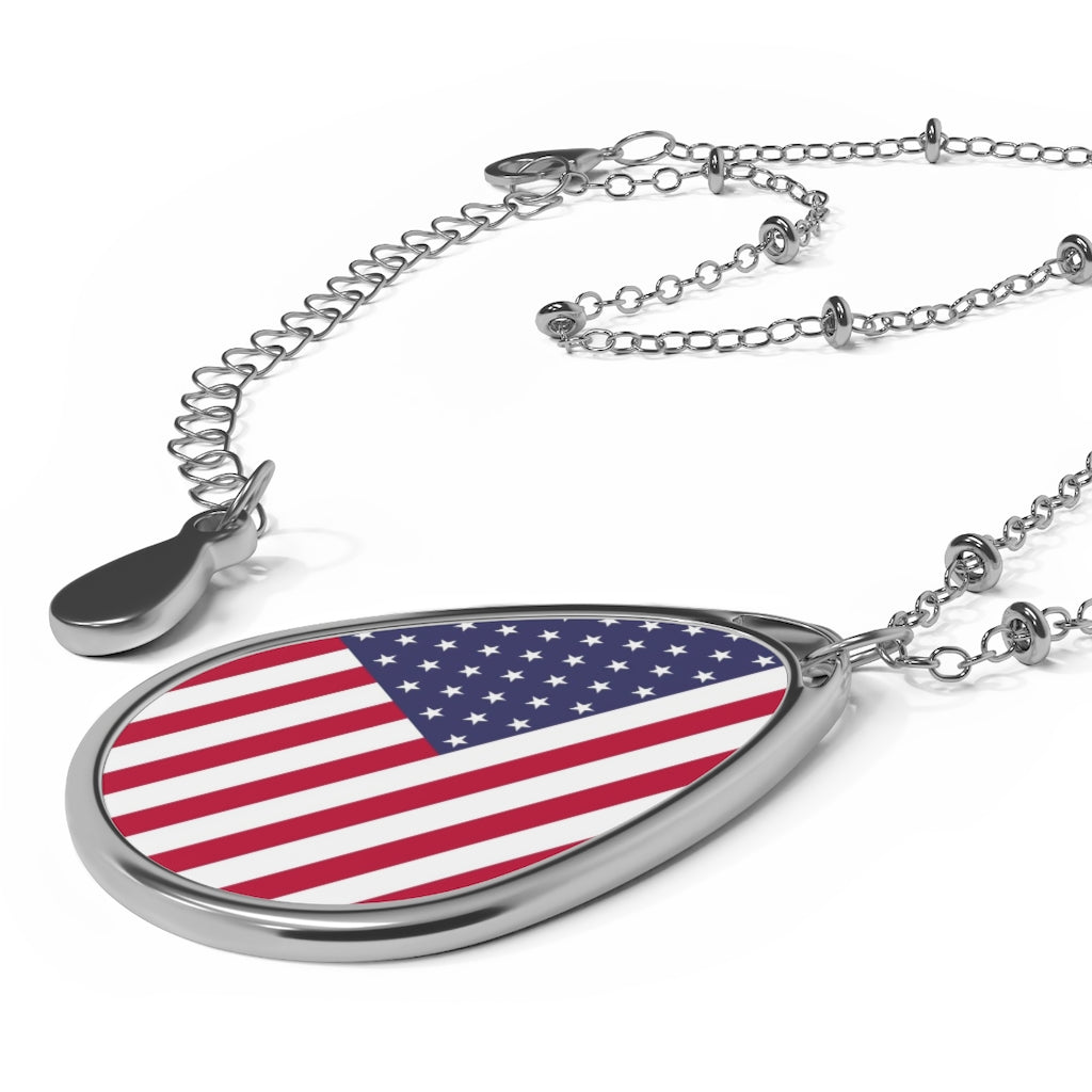 American Flag - Oval Necklace