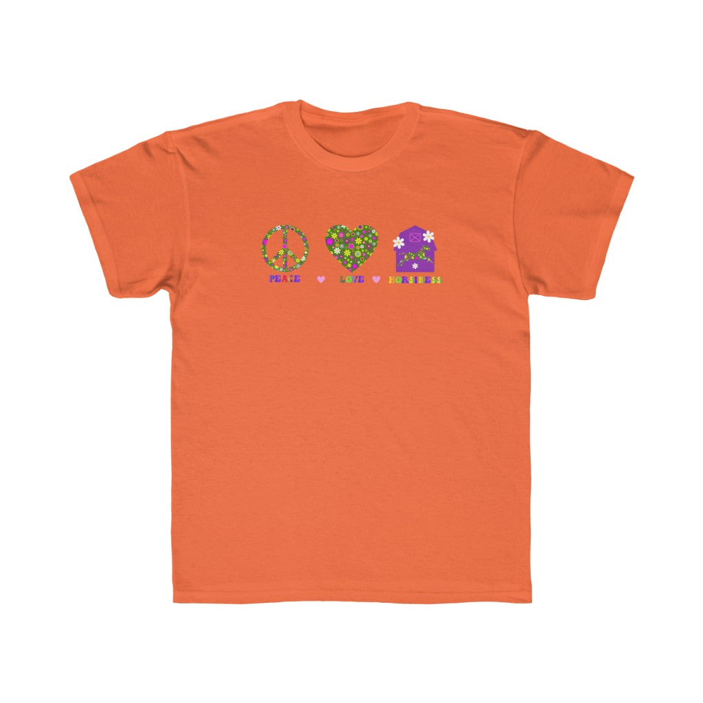Peace Love and Horsiness - Kids Regular Fit Tee