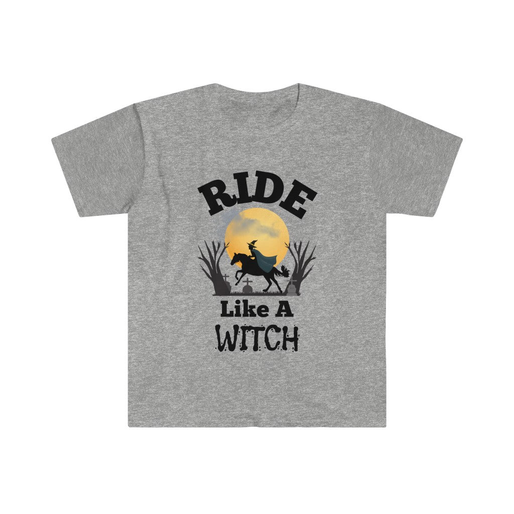 Halloween Horse Unisex T-Shirt - Ride Like a Witch - Funny Tee for Horse Lovers